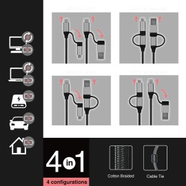 Capdase Metallic USB-C/USB-A to USB-C/Micro-USB 4-in-1 Cable (1.5M)