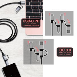 Capdase Metallic USB-C/USB-A to USB-C/Micro-USB 4-in-1 Cable (1.5M)