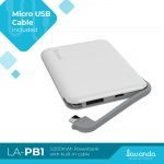 Lavanda LA-PB1 Yamu Power Bank 5,000 mah with built-in Micro USB cable