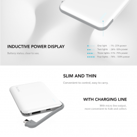 Lavanda LA-PB1 Yamu Power Bank 5,000 mah with built-in Micro USB cable