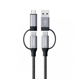 Capdase Capdase Cable Metallic USB C / USB A to USB C /Micro USB 4 in 1 1.5M - Space Grey/Black (4894478019529)