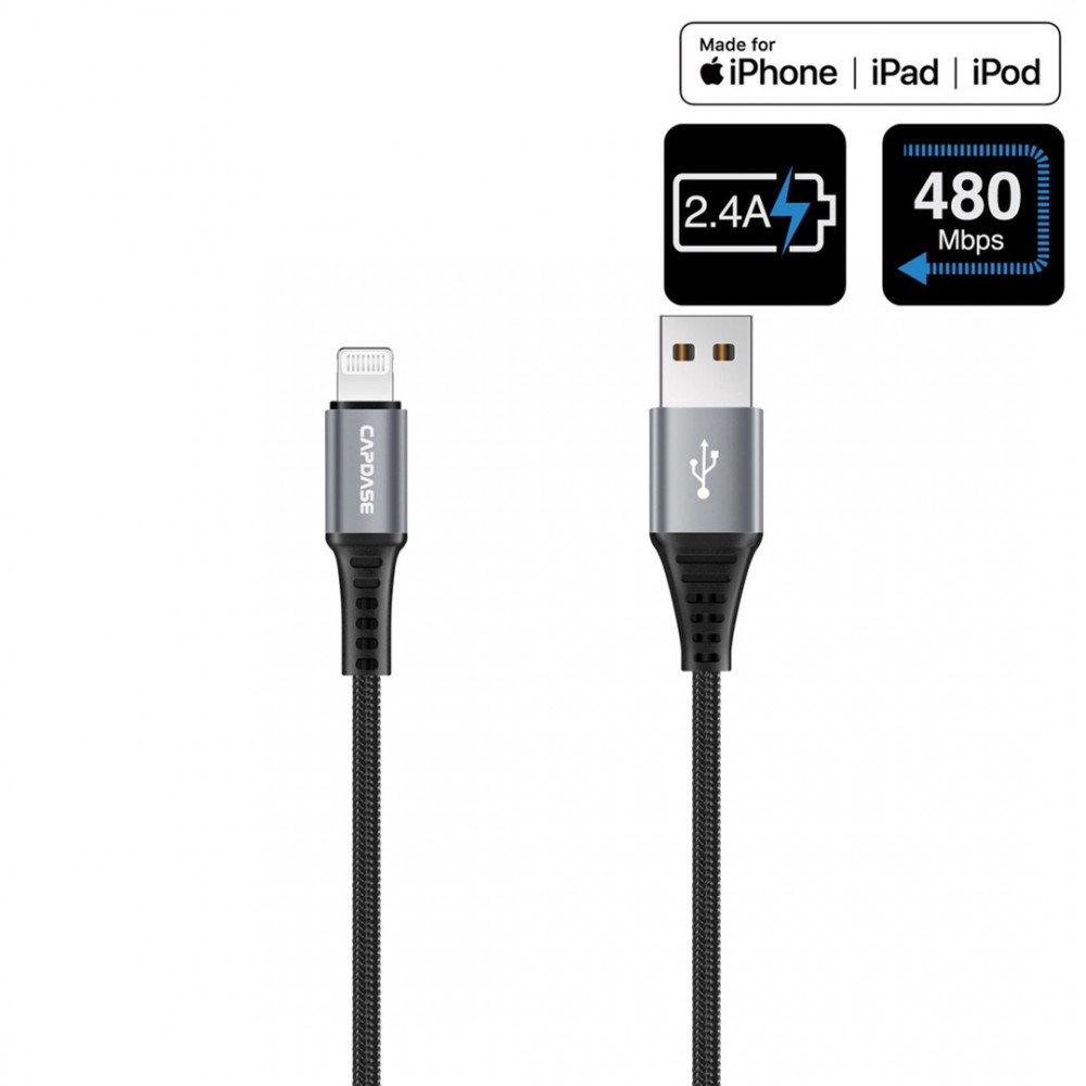 Capdase Capdase Cable Sync & Charge Metallic Lightning Pin LA89_1.5M  - Space Grey/Black (4894478022178)