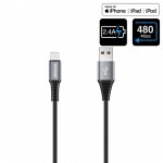 Capdase Capdase Cable Sync & Charge Metallic Lightning Pin LA89_1.5M  - Space Grey/Black (4894478022178)