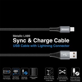 Capdase Capdase Cable Sync & Charge Metallic Lightning Pin LA89_1.5M  - Space Grey/Black (4894478022178)