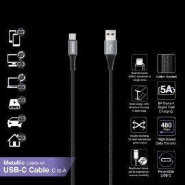 Capdase Capdase Cable Sync & Charge Multi Standard Metallic USB-C to USB A CAM2-5A_1.5M  - Space Grey/Black (4894478022338)