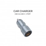 Capdase Capdase Car Charger  - Power Essential USBA+USBC 2 Port Metal Car Charger - Metal Gray (4806530883016)