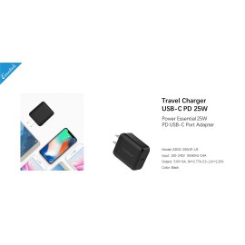 Capdase Capdase Charger - Power Essential 25W PD USB C Port Adaptor - Black (4806530882965)