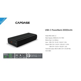 Capdase Capdase Power Bank  - Power Essential 20000mAh PD20W+QC18W Powerbank - Black (4806530883002)