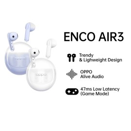 Oppo Enco Air3- True Wireless Earbuds, Misty Purple, Android/iOS